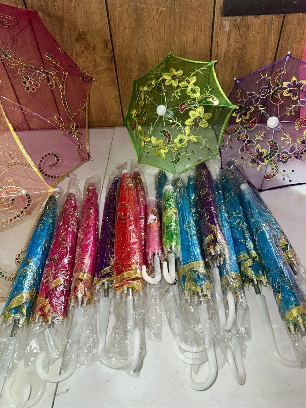 Decorative Floral Lace Party Umbrella - Green